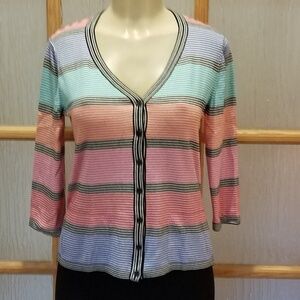OPTIMUM Striped Cotton Cardigan Sweater